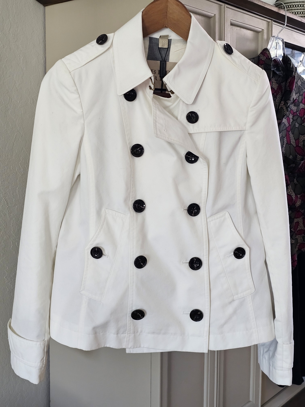 Burberry Brit Women’s Double-Breasted White Trench Jacket Size 6